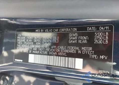 2011 Volvo Xc70 3.2 из США, поврежденный, VIN YV4952BL7B1114132